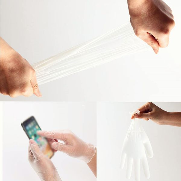 

100 pack clear vinyl disposable pvc latex powder non-sterile food safe examination gloves
