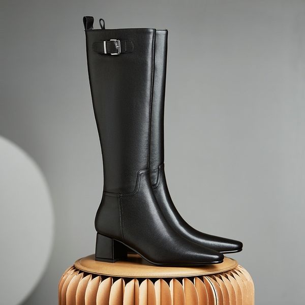 

2021 new fashion women's heels woman foot finger black knee high boots 34-40 fcx2