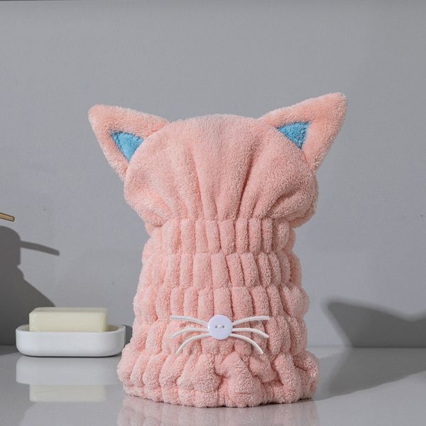 

dry hair caps thickened soft super absorbent coral velvet cat ears dry hair cap shower cap dry hair towel spa bathing hats 81 m2