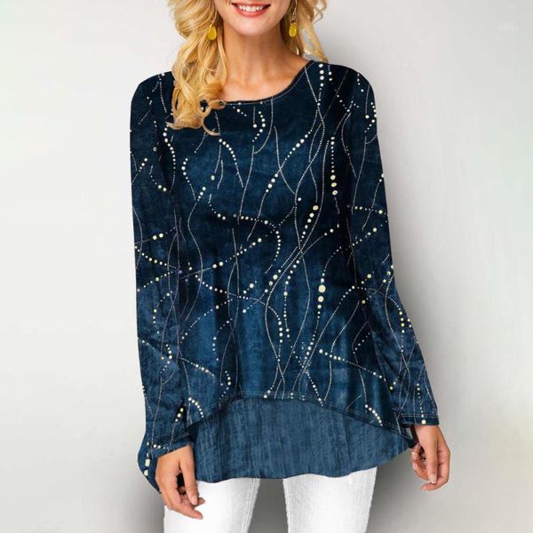 

2020 floral print womens blouse casual shirts o-neck three quarter sleeve shirts round neck plus size blouses shirt1, White