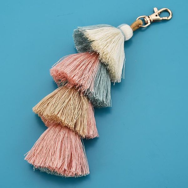 

1pcs bohemia cotton 4 layers mix tassel keychain diy garments bag craft accessories woman jewelry tassels fringe trim pendants h jllcsj
