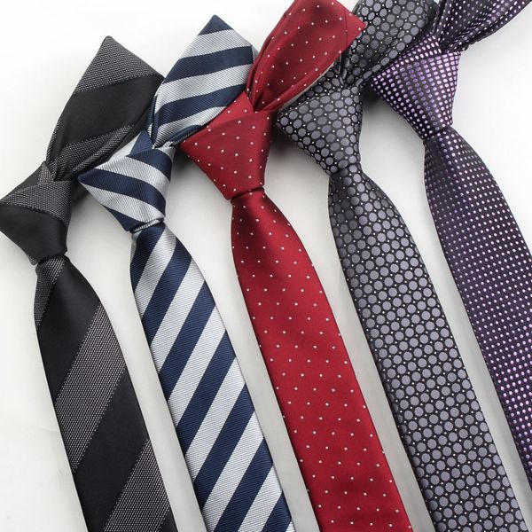 Cravatta da uomo a strisce di moda 5 cm Stretta versione 1200 Polyester Jacquard di ties da sposo sottile