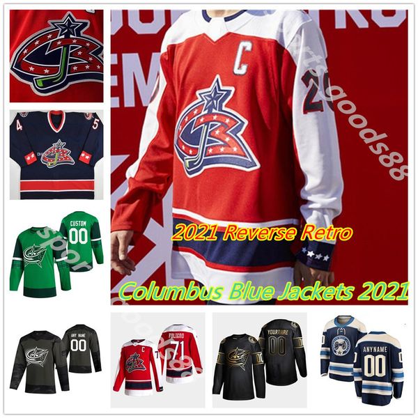 

columbus blue jackets 2021 reverse retro hockey jerseys devin shore dean kukan sergei bobrovsky brandon dubinsky eric robinson custom stitch, Black;red