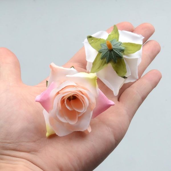 

100pcs diy artificial white rose silk flowers head for home wedding party decoration wreath gift box scrapbooking fake bbywzr
