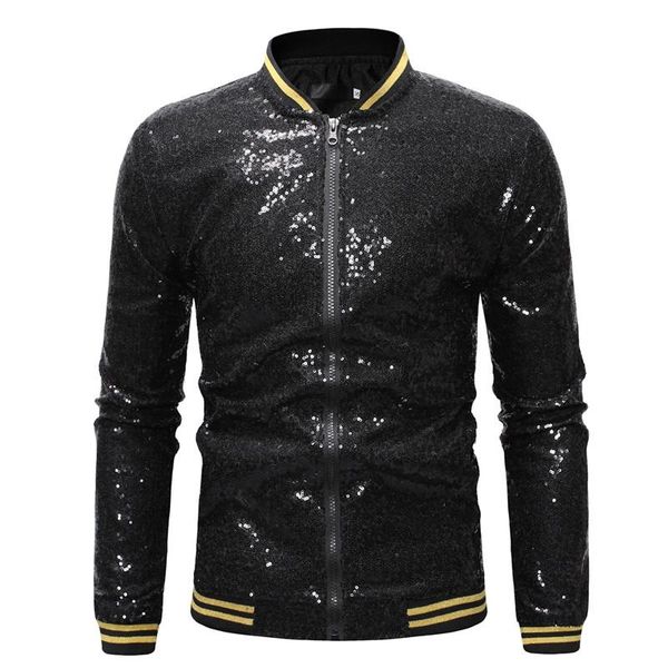 

royal sequins sequin nightclub jacket blue men autumn coats 2021 mens streetwear and jackets new baseball bomber jacket male xjwlo, Black