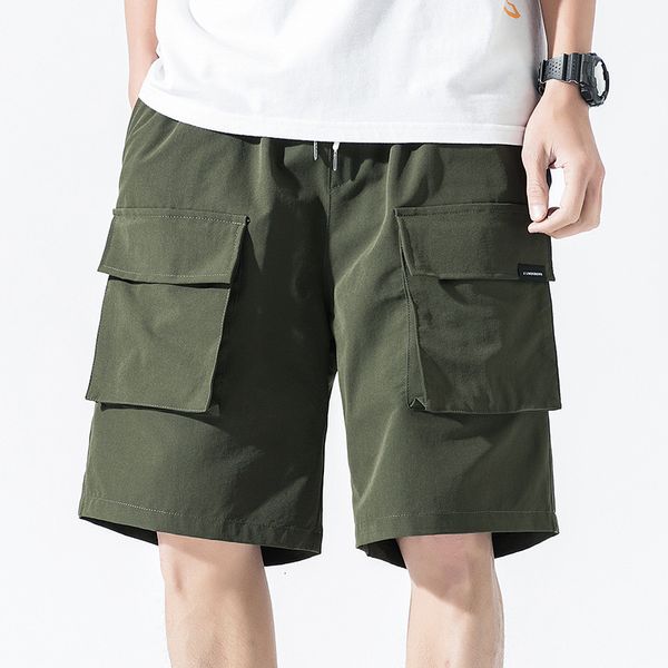 

new fashion solid color casual loose boys' tooling shorts straight tube trend teenagers in summer of 2019, White;black