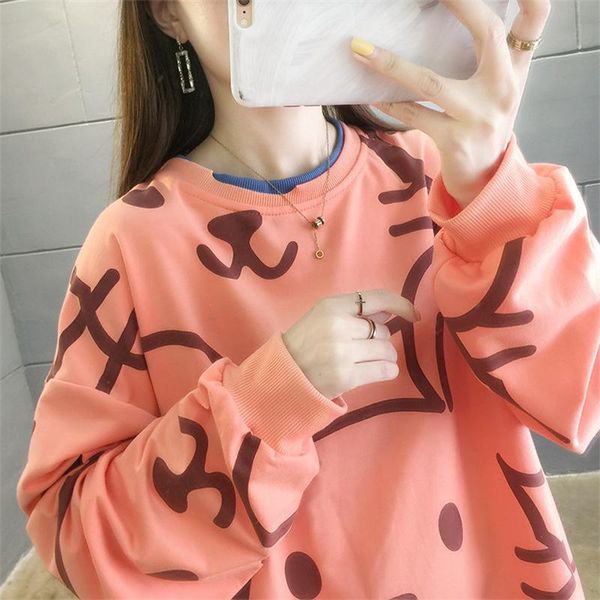 

women's hoodies & sweatshirts women's hoodies & sweatshirts women autumn korean version of the fake two-piece loose thin woman mid, Black