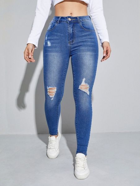 

ripped washed skinny jeans v9ja#, Blue