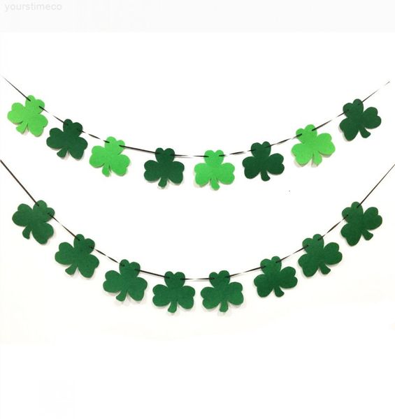 

st. patrick day green banner ireland shamrocks four leaf clover carnival party decoration parade flag garland new design