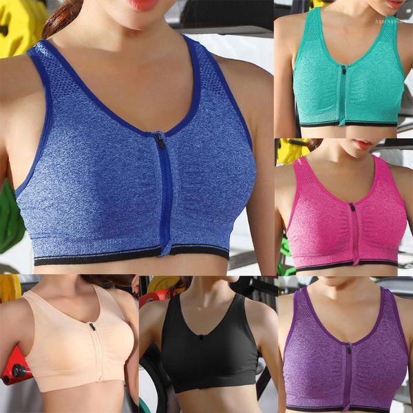

yoga outfits women zipper push up sports bras vest underwear proof breathable gym fitness athletic running bh sport 1, White;red