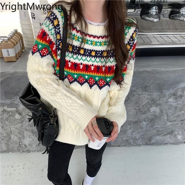 

embroidery crochet vintage fashion colorblock cute loose sweater pullover korean warm winter fall jumper pull twisted knit1, White;black