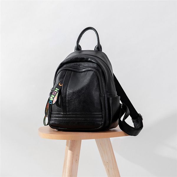 

backpacks color letter ribbon thread zipper backpack women fashion high capacity school bag anti-theft travel backpacks soft leather leisure