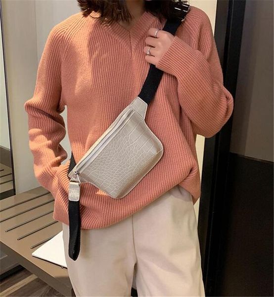 

lns casual bag for women alligator leather phone pouch ladies wide strap belt crossbody bag