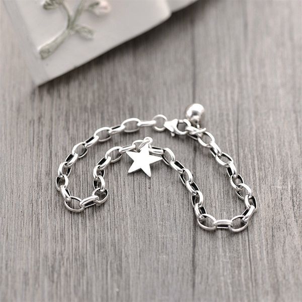 

flyleaf 925 sterling silver pentagram star bracelets for women personality simple fashion fine jewelry charm bracelets & bangles 201211, Black