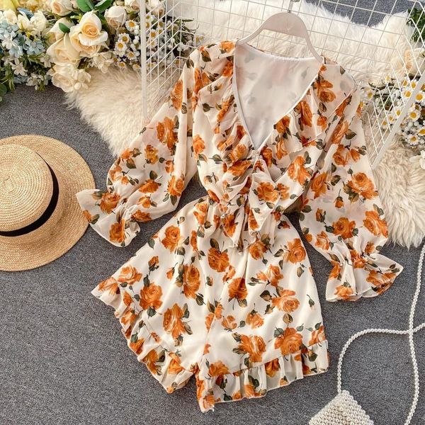 

boho slim ruffles 2020 v neck jumpsuit flare sleeve casual women rompers short summer tie playsuit beach holiday romper, Black;white