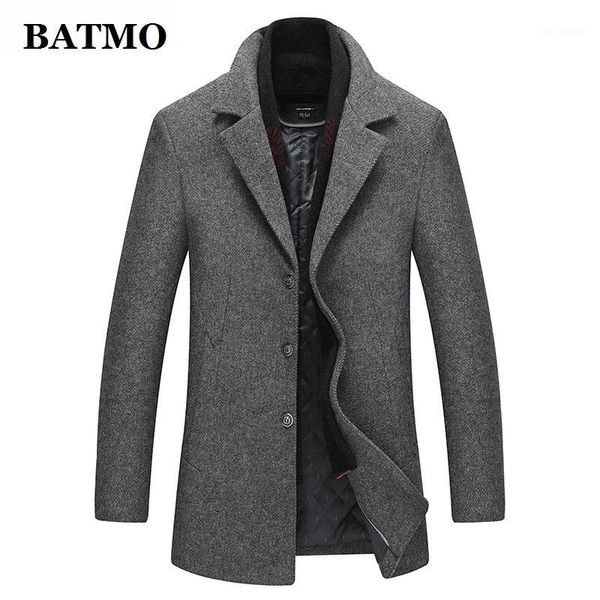 

batmo 2019 new arrival autumn&winter wool casual trench coat men,men's wool jackets plus-size 12251, Black