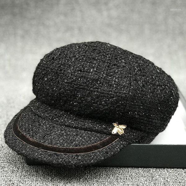 

202011- shi8695 french classic fabric bright line weave honeybee leisure solid octagonal hat men women visors cap1, Blue;gray
