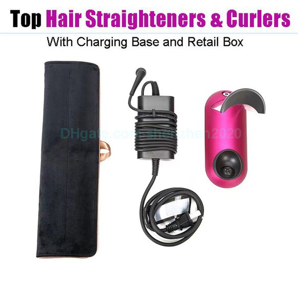 

seller hair straightener 2-in-1 curler hairstraightener rosepink fuchsia color in stock with high quality, Black