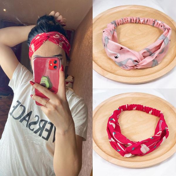 

2pcs summer cotton headband printing hairband women turban twist cross headwear women solid color hair accessories h wmtjzd, Black;brown