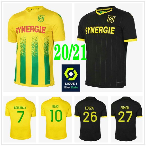 

2020 2021 fc nantes soccer jerseys simon louza a toure blas coco coulibaly custom 20 21 home away maillot de foot football shirt, Black;yellow