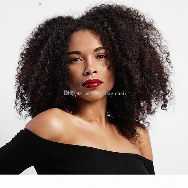 

whloesale virgin brazilian hair afro kinky curly human hair wigs for black women glueless non lace wig with baby hair, Black;brown