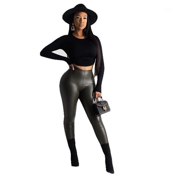 

pu leather pantalon women solid black pants thin push up skinny long pants ladies faux leather leggings1, Black;white