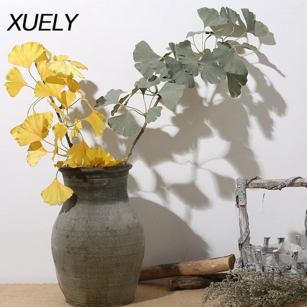 

ins artificial flower 75cm ginkgo leaf branch dyi home decoration wedding bridal bouquet plants wall fake flower p props 1pc1
