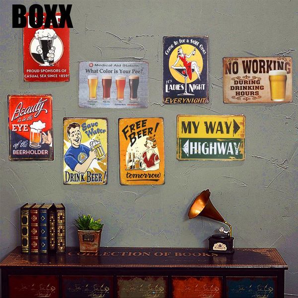 

drink beer " vintage shabby chic metal tin sign retro plate tavern pub bar home wall decor