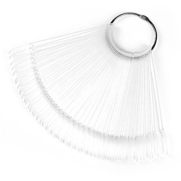 

50pcs round head iron ring fan-shaped nail color card false nails manicure display plastic manicure tools, Red;gold