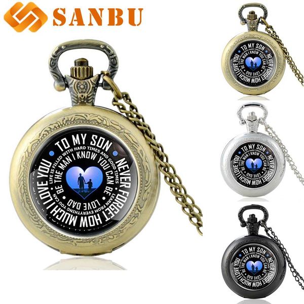 

pocket watches birthday present for son vintage bronze quartz watch retro classic family member pendant necklace antique jewelry gi, Slivery;golden