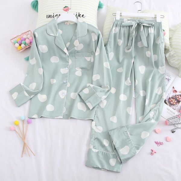 

youest women sleepwear silk pajamas satin long sleeve pajamas sets1, Black;red