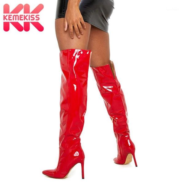 

kemekiss ladies winter shoes leopard print women over the knee high boots fashion club dress thin heels footwear size 33-431, Black