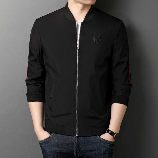 

spring autumn young and middle-aged fashion korean loose zipper collar cardigan jacket casual thin men's wear, Black;brown