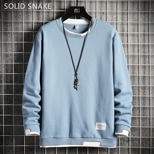 

solidsnake mens harajuku sweatshirts fashion 6 colors hoodie fake-two casual o-neck sweatshirt for young men q1217, Black;white