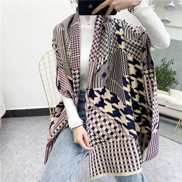 

long thick scarves new autumn winter scarf women spring warm shawl double-sided imitation cashmere neckerchief, Blue;gray