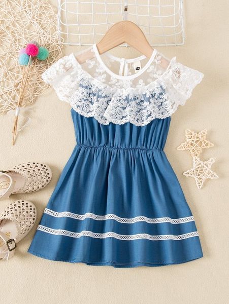 

toddler girls contrast embroidery mesh dress she, Red;yellow