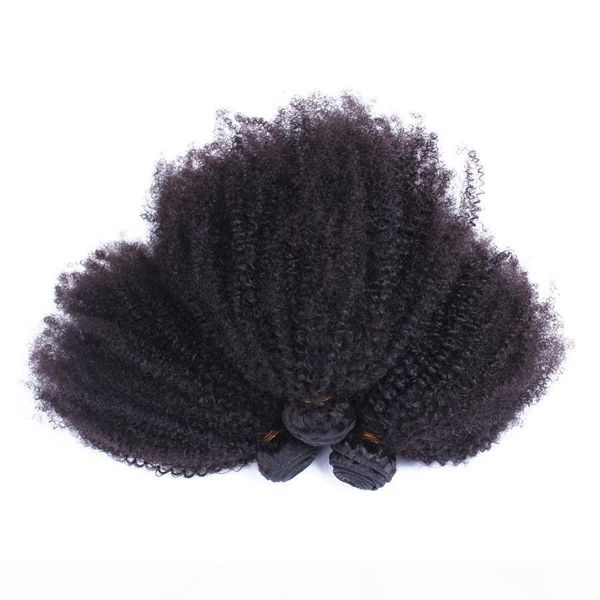

mongolian afro kinky curly hair weave bundles natural color 100% human hair non-remy hair weaving, Black