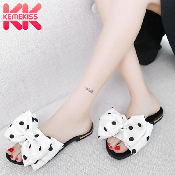 

kemekiss women's flat sandals bowtie slipper flats sandal open toe summer shoe women party beach female footwear size 35-39 lj200828, Black