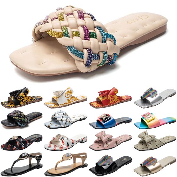 

luxury women slides slippers womens fashion sandals black white slide slipper flat flip flops size 37-42