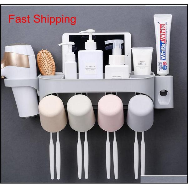 

multifunction toothbrush holder set with hair dryer rack,bathroom organizer storage,wall mounted matic toot qylpsj yh_pack