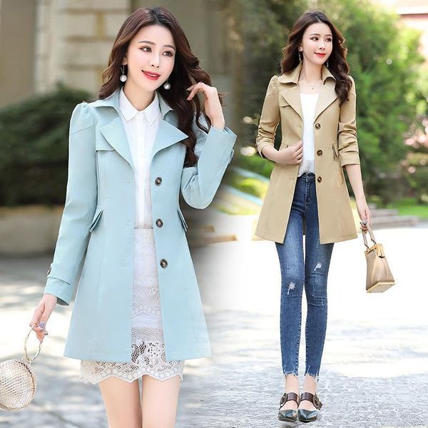 

spring and autumn new long coat windbreaker slim temperament women's spring and autumn loaded british wind trench coat women1, Tan;black