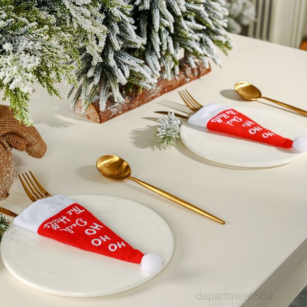 

christmas hat table santa claus hats tableware knife spoon fork bag cover xmas party dinnerware decorations supplies owf660