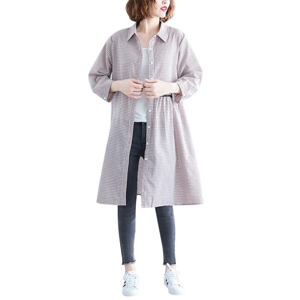 

large size loose looking thin western style mid-length shirt, White