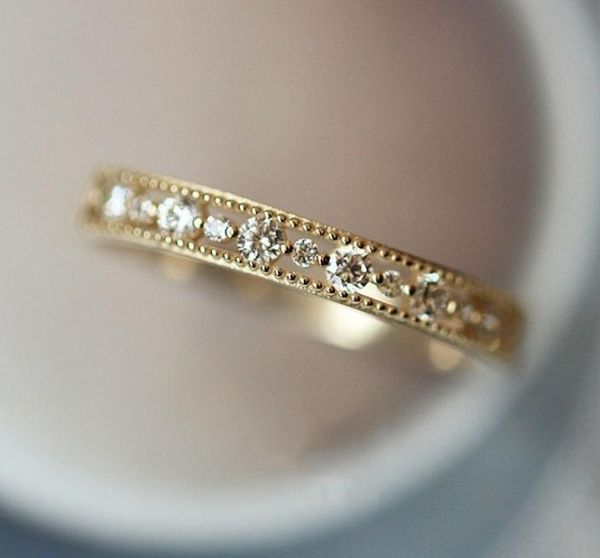 

doreen box new cute fashion female rhinestone golden simple wedding engagement ring delicate jewelry gift,(us size 6-10),1 pc, Slivery;golden
