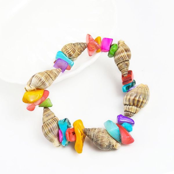 

seashell conch charm bracelet handmade rice snails and colorful square shell bracelet for women men kids beach jewelry gift h jllrbl