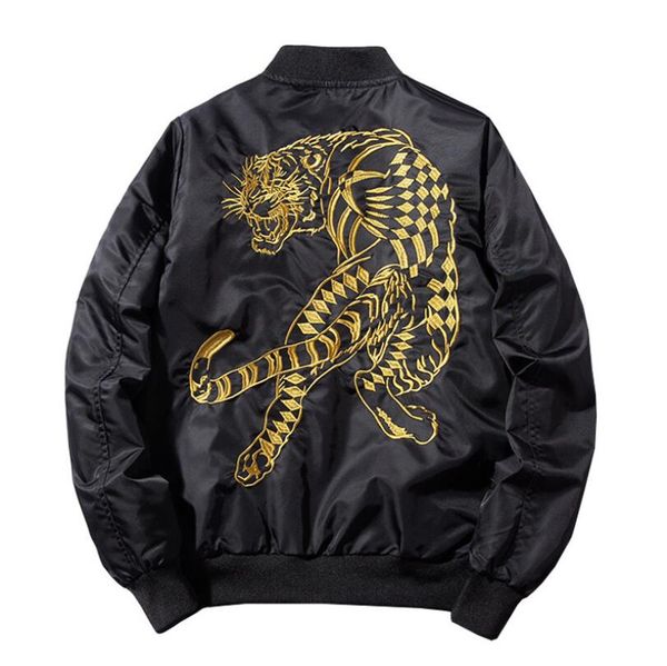 

mns jackets embroidery tiger spring autumn mens air force flight bomber jacket male baseball coats w1204, Black;brown