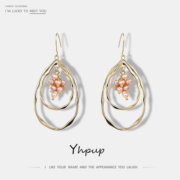 

yhpup fashion exquisite charm pink natural freshwater pearls copper drop earrings romantic ear jewelry for women christmas gift1, Silver
