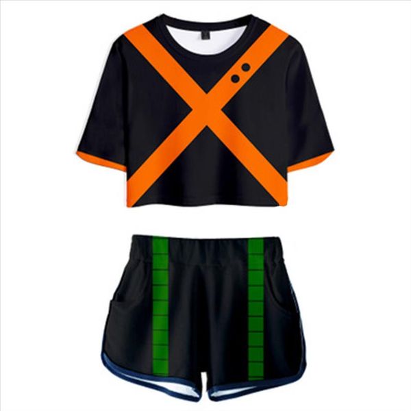 

my hero academia bakugou katsuki 3d print t shirt tee tank pants set for adult, Gray