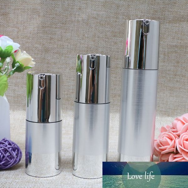 Luxus Silber Leere 15 ml 30 ml 50 ml Vakuum Flaschen Reise Set E Flüssigkeit Flasche Container für Make-Up schönheit Verpackung 10 teile/los