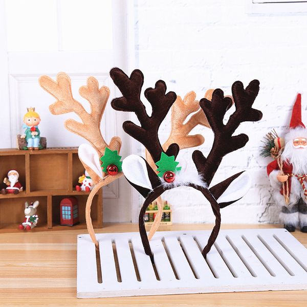 

christmas headband for kids christmas bell deer ears home party santa xmas hair band clasp headwear hair accessories, Black;brown